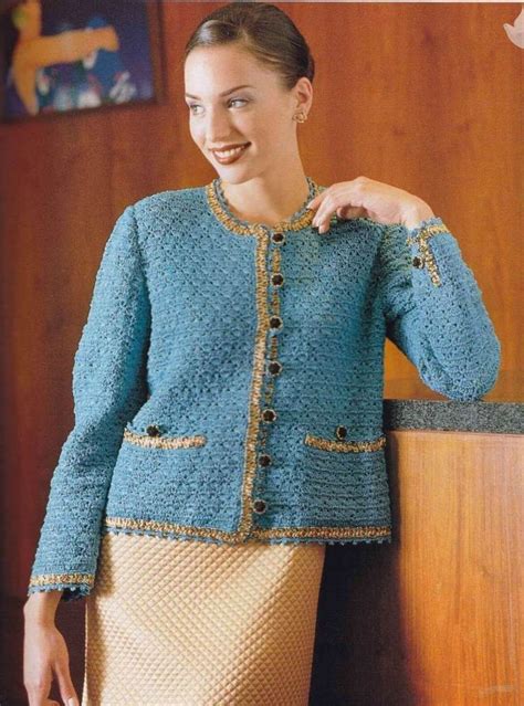 chanel style crochet jacket pattern|chanel style crochet jacket.